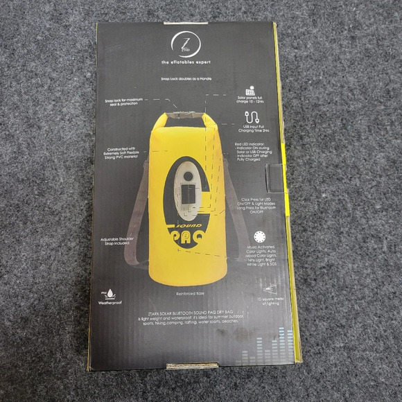 Wireless speaker LED Dry Bag Yellow Weatherproof Adjustable Straps 10L Sound Paq - Picture 3 of 9